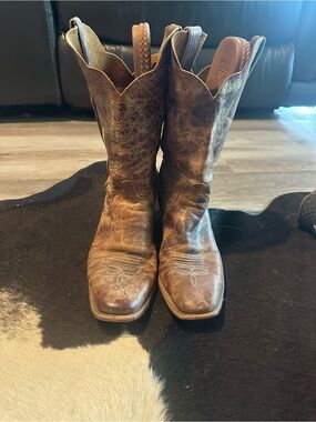 Justin Bent Rail Brown Distressed Leather Women's Western Heeled Boots